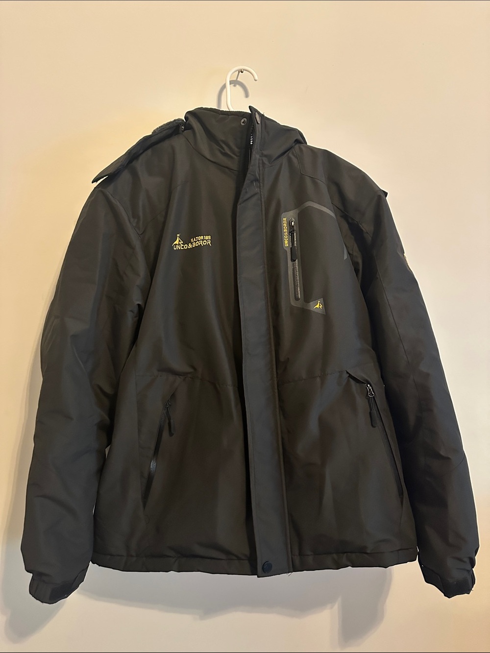 Men's Black Ski Jacket with Hood - Insulated Winter Shell